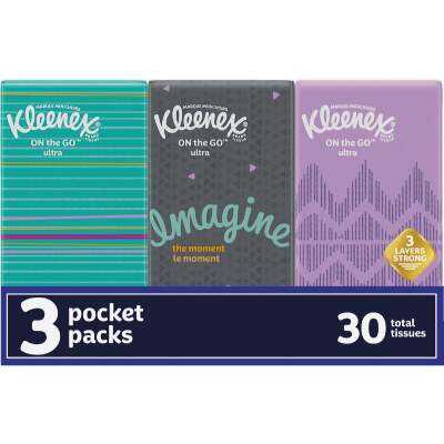 Kleenex Go Packs 10 Count 3-Ply White Facial Tissue (3-Pack)