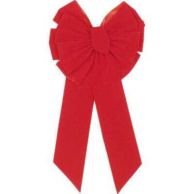 Holiday Trims 11-Loop 14 In. W. x 28 In. L. Red Velvet Christmas Bow